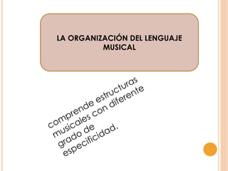 LA ORGANIZACIÓN DEL LENGUAJE
MUSICAL
 