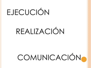 EJECUCIÓN
REALIZACIÓN
COMUNICACIÓN
 