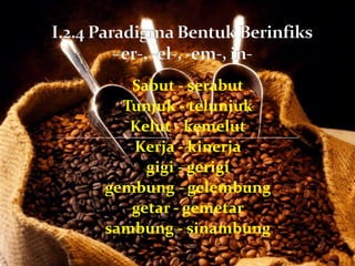 Sabut - serabut
  Tunjuk - telunjuk
   Kelut - kemelut
   Kerja - kinerja
     gigi - gerigi
gembung - gelembung
   getar - gemetar
sambung - sinambung
 