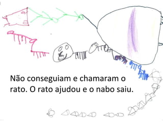 Não conseguiam e chamaram o rato. O rato ajudou e o nabo saiu. 