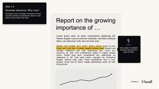 Template by
Template by
Slide 1.6
Illustrate relevance: Why now?
Showcase news coverage, forecasts or recent
scientific ar...