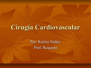 Cirugía Cardiovascular
      Por: Karina Núñez
        Prof. Requena
 