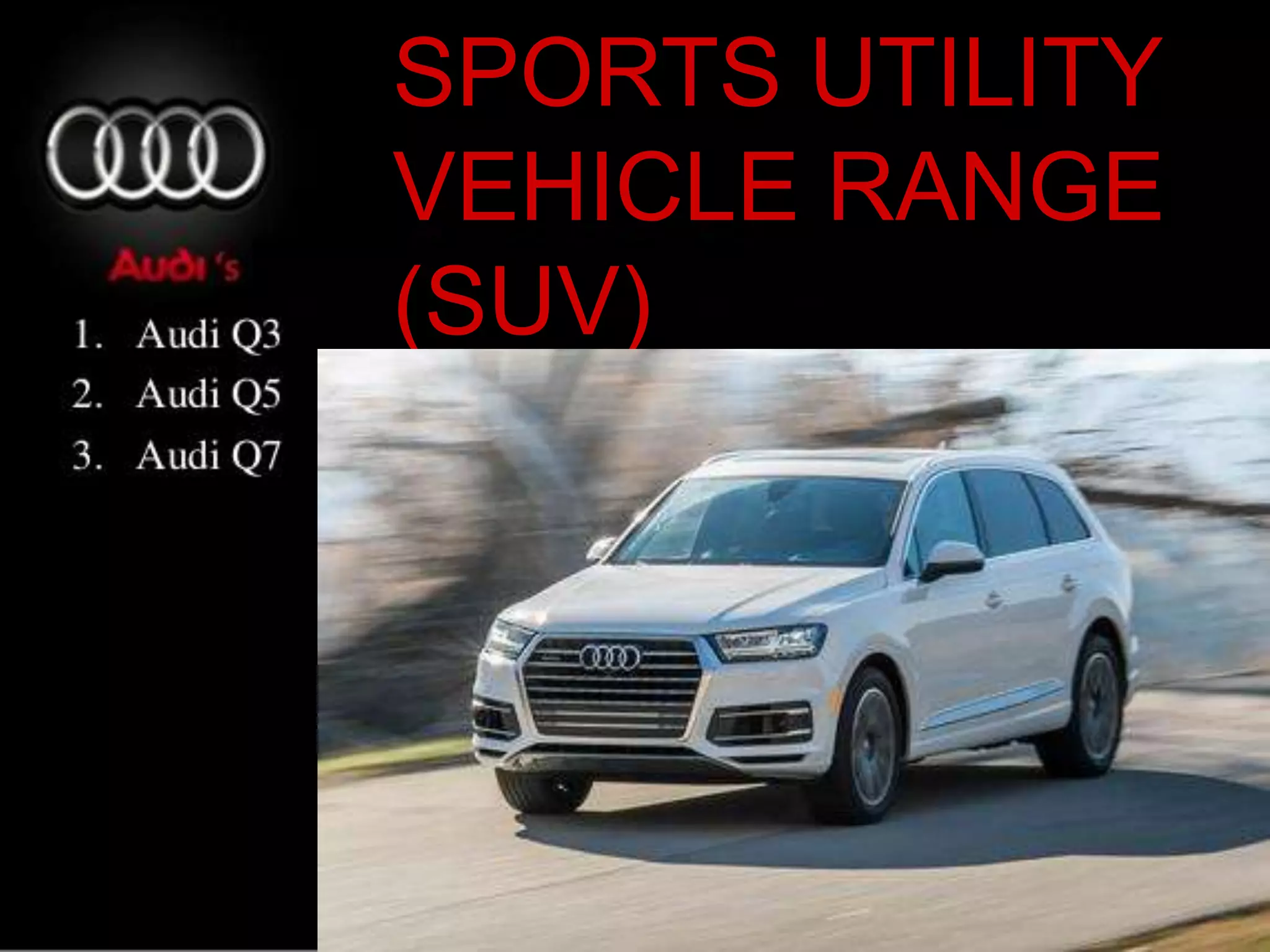 SPORTS UTILITY
VEHICLE RANGE
(SUV)