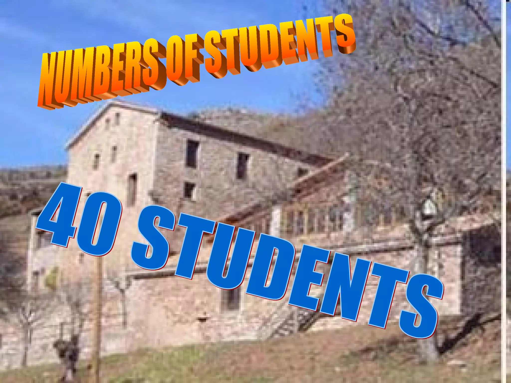 NUMBERS OF STUDENTS 40 STUDENTS 