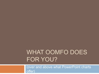 WHAT OOMFO DOES
FOR YOU?
(over and above what PowerPoint charts
offer)
 