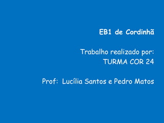 EB1 de Cordinhã
Trabalho realizado por:
TURMA COR 24
Prof: Lucília Santos e Pedro Matos
 