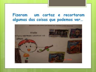 Fizeram  um cartaz e recortaram  algumas das coisas que podemos ver…  