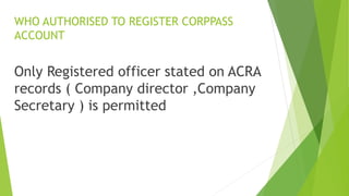 Registration of CorpPass