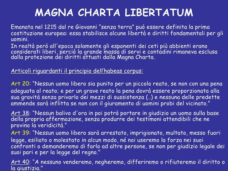 Confronto Tra Magna Charta E Costituzione Italiana