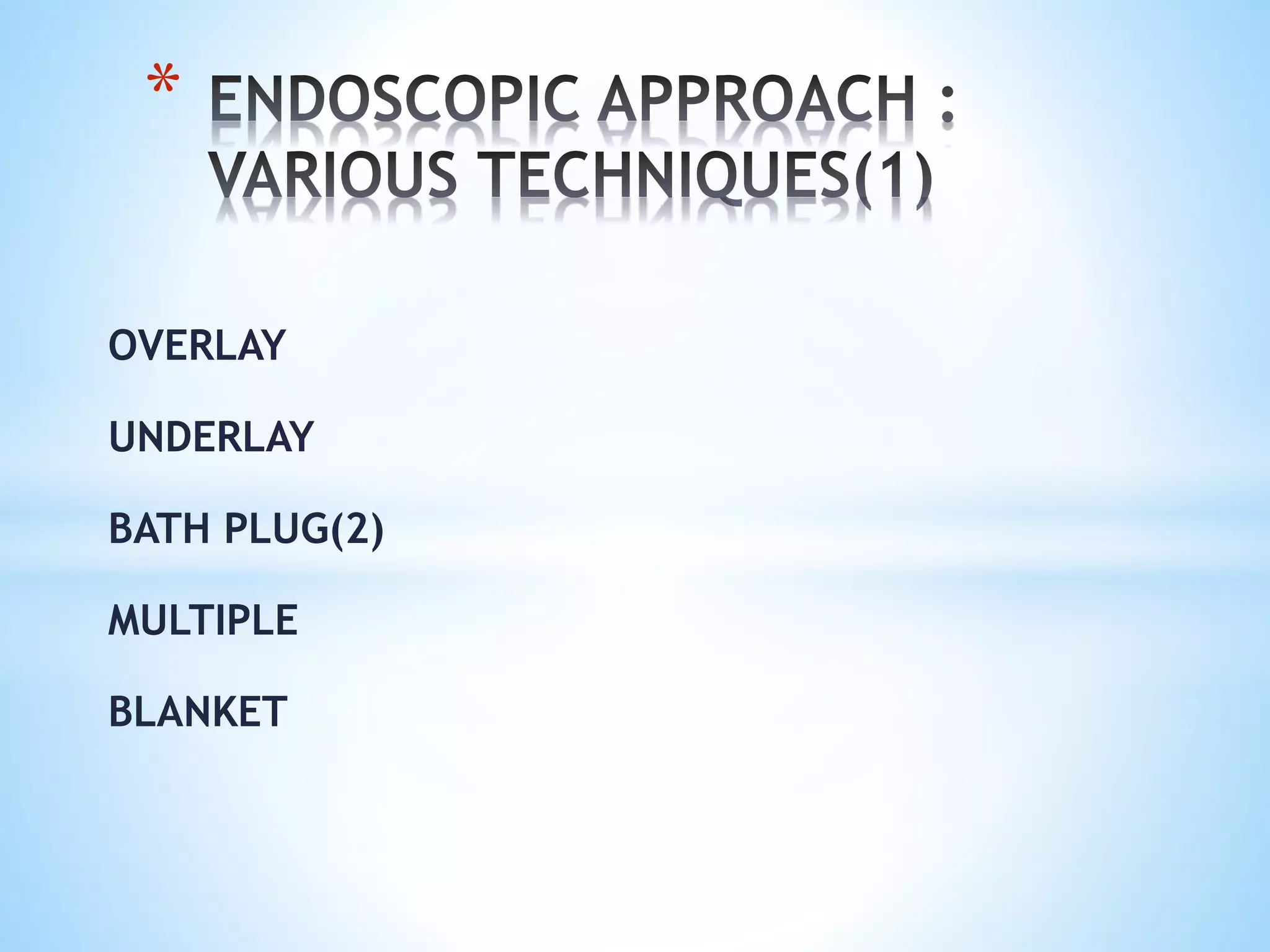 OVERLAY
UNDERLAY
BATH PLUG(2)
MULTIPLE
BLANKET
*
 