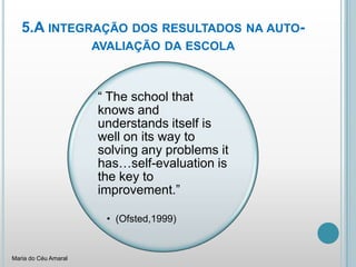 5.A integração dos resultados na auto-avaliação da escolaMaria do Céu Amaral