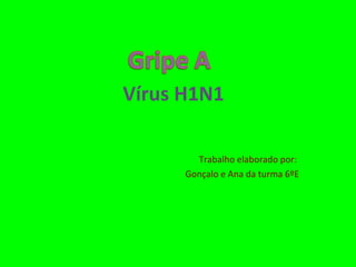 Vírus H1N1  Trabalho elaborado por:  Gonçalo e Ana da turma 6ºE 