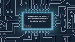 DECISION-MAKING MODELS,
DECISION SUPPORT AND
PROBLEM SOLVING
Kurnia Apriyani
6017210052
 