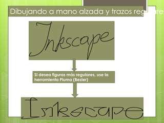 Dibujando a mano alzada y trazos regularesSi desea figuras más regulares, use la herramienta Pluma (Bezier) (Mayus+F6):