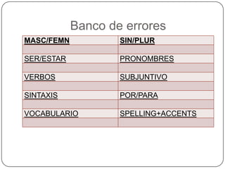 Banco de errores