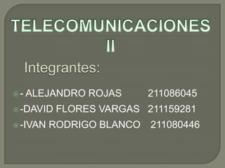 - ALEJANDRO ROJAS 211086045
-DAVID FLORES VARGAS 211159281
-IVAN RODRIGO BLANCO 211080446
 