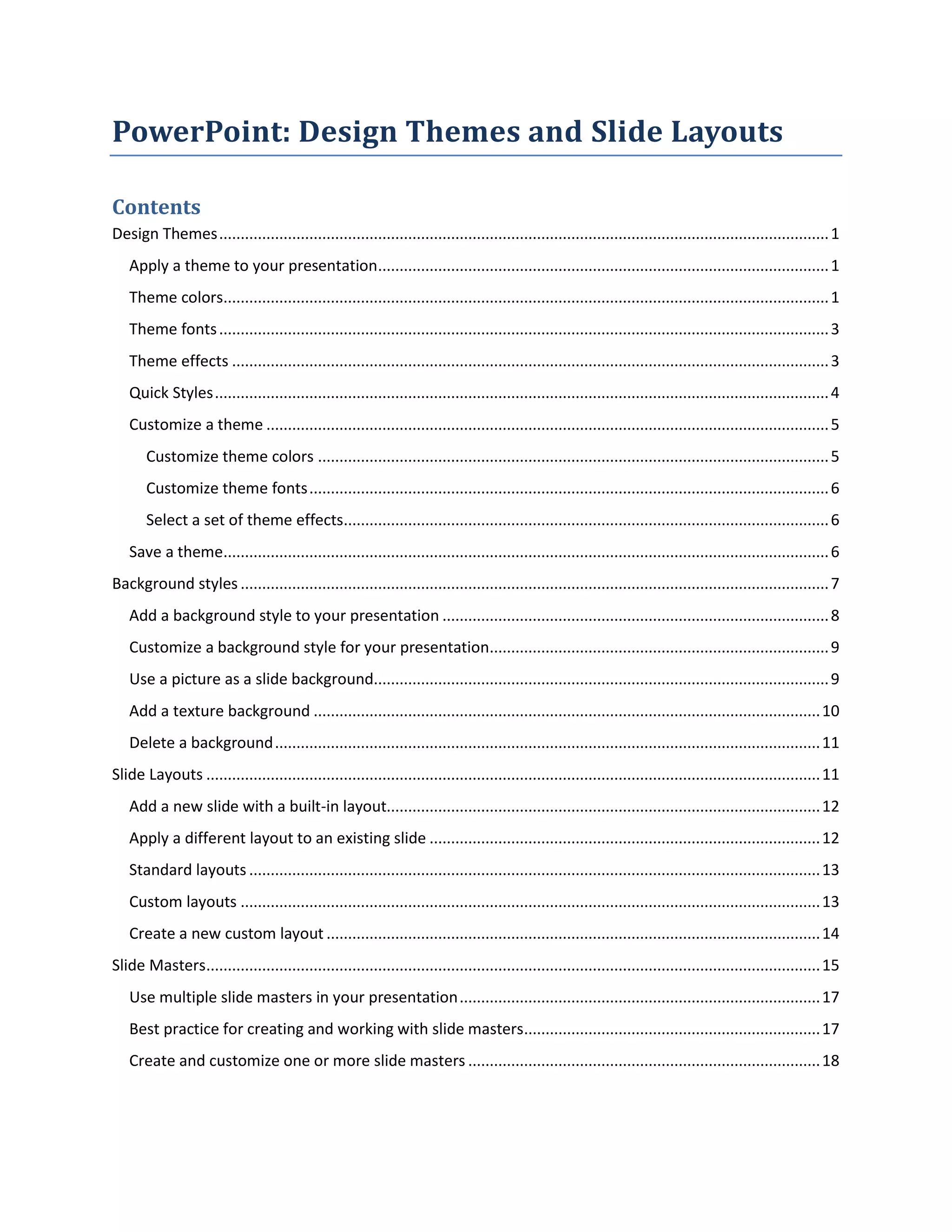 Power point design themes and slide layouts | PDF