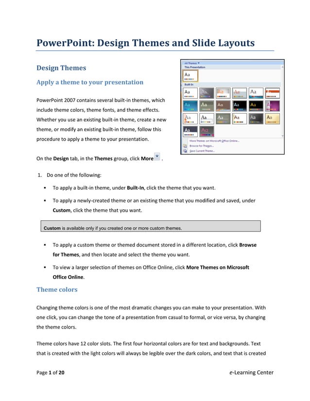 Power point design themes and slide layouts | PDF