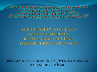 DIPLOMADO DE EDUCACIÓN DE JÓVENES Y ADULTOS
           MAGANGUÉ - BOLÍVAR
 