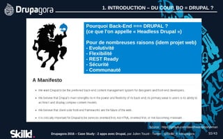 1. INTRODUCTION – DU COUP, BO = DRUPAL ?
Drupagora 2016 – Case Study : 2 apps avec Drupal, par Julien Touzé - Twitter : @S...