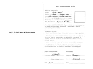 Here is my Adult Talent Agreement Release
 