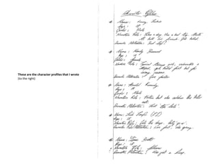 These are the character profiles that I wrote
(to the right)
 