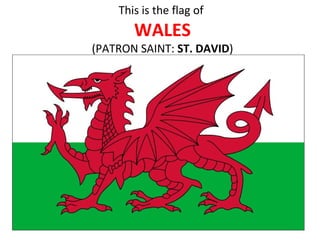 This is the flag of
WALES
(PATRON SAINT: ST. DAVID)
 