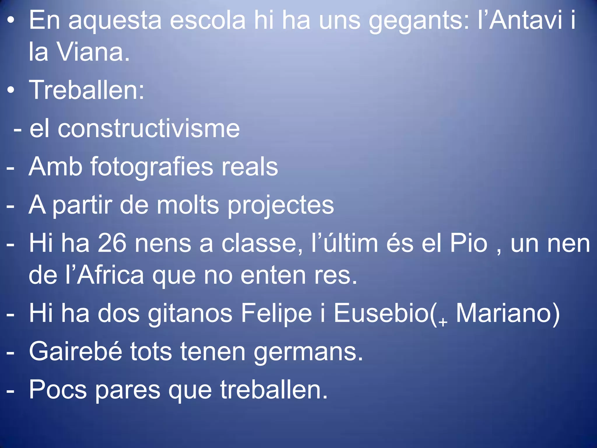 Un cop han acabat les rutines del mati, arriba l’Eli la mestra d’informàtica i van a la sala d’ordinadors.Un cop allà treballen amb un programa que hi han jocs.A les 10:00h tornes a classe i l’encarregada del dia reparteix la bosseta de l’esmorzar dient:   “- de qui és aquesta bosseta? “     - meva gracies     - de res 