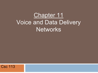 Chapter 11
Voice and Data Delivery
Networks
Csc 113
 