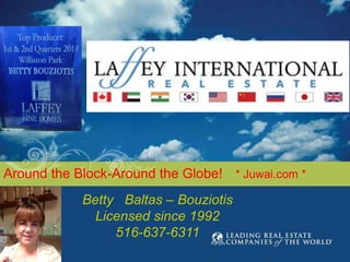 Betty Baltas – Bouziotis
Licensed since 1992
516-637-6311
Around the Block-Around the Globe! * Juwai.com *
 