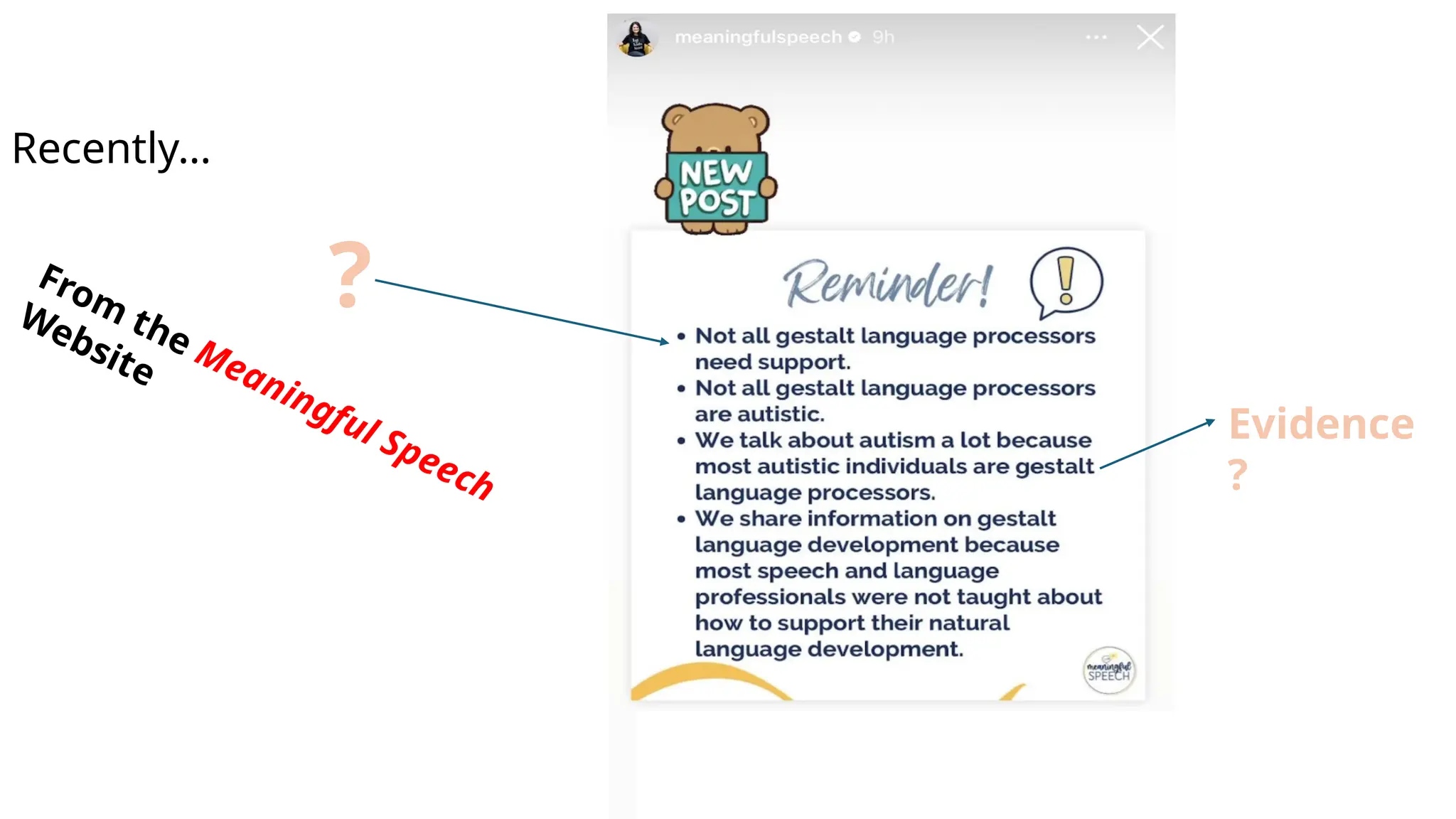 ?
Recently…
From
the Meaningful Speech
Website
Evidence
?
 