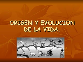 ORIGEN Y EVOLUCION
    DE LA VIDA.
 