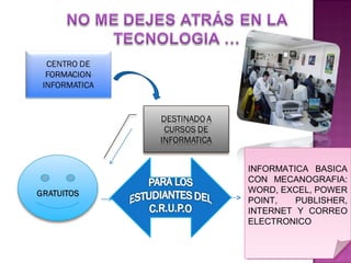 INFORMATICA BASICA
CON MECANOGRAFIA:
WORD, EXCEL, POWER
POINT, PUBLISHER,
INTERNET Y CORREO
ELECTRONICO
INFORMATICA BASICA
CON MECANOGRAFIA:
WORD, EXCEL, POWER
POINT, PUBLISHER,
INTERNET Y CORREO
ELECTRONICO
 