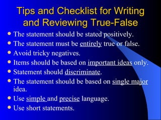 Power point for the techniques for constructing exam items | PPT