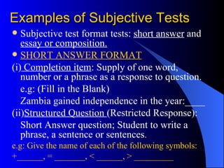 Power point for the techniques for constructing exam items | PPT