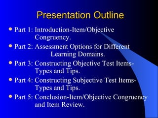 Power point for the techniques for constructing exam items | PPT