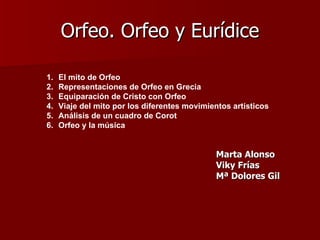 Orfeo. Orfeo y Eurídice ,[object Object],[object Object],[object Object],[object Object],[object Object],[object Object],[object Object],[object Object],[object Object]
