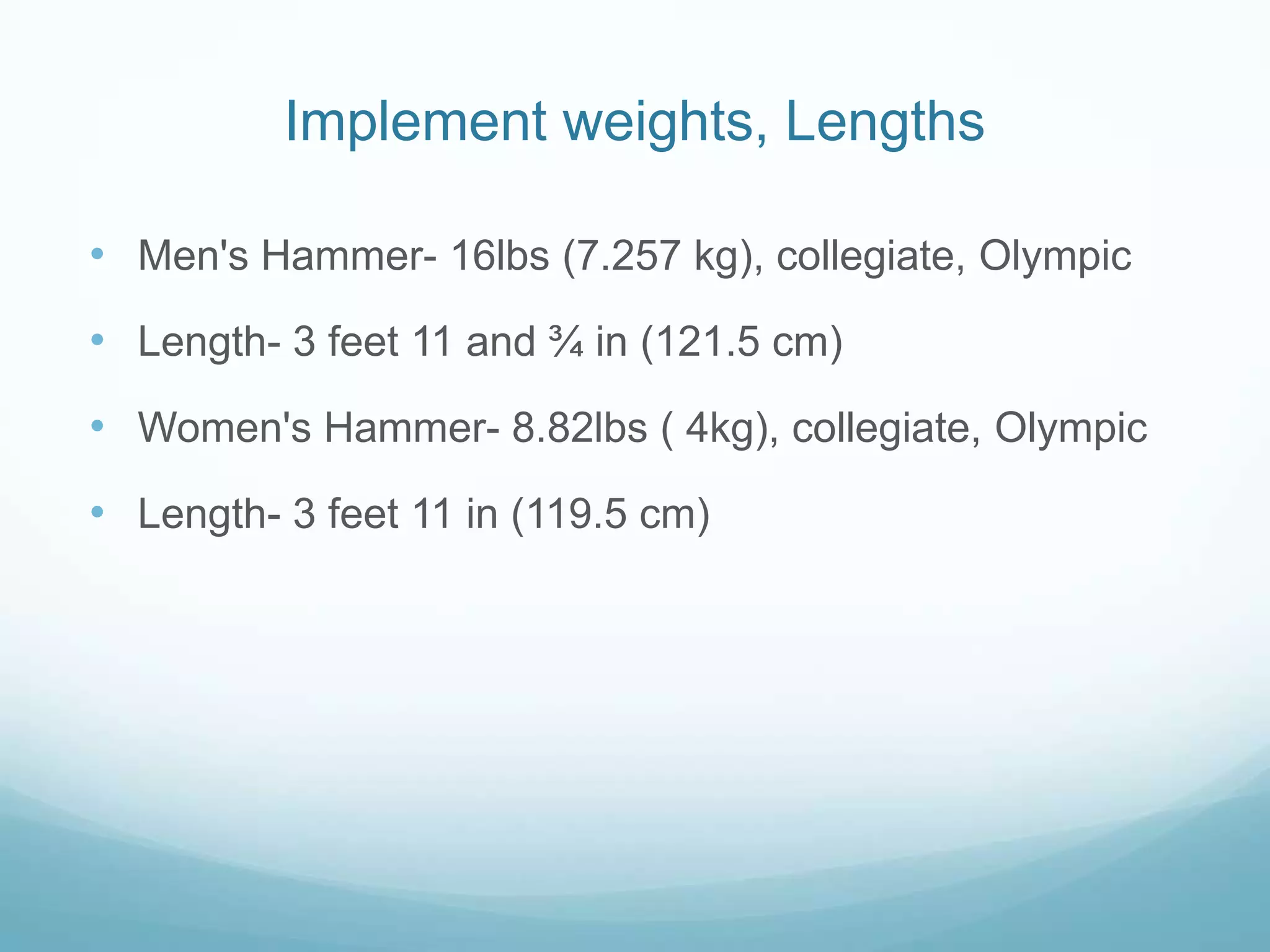 The athlete starts his movements at the back of the circle