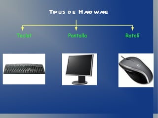 Tipus de Hardware Teclat Pantalla Ratolí 