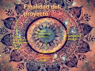 Se constituye a
Un único fin
Justificar
Debidamente
El proyecto
Si pertenece a
un
Programa mas
amplio
Verificar
cuantitativa o
Cualitativamen
te su
marcha
 