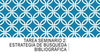 TAREA SEMINARIO 2:
ESTRATEGIA DE BÚSQUEDA
BIBLIOGRÁFICA
 