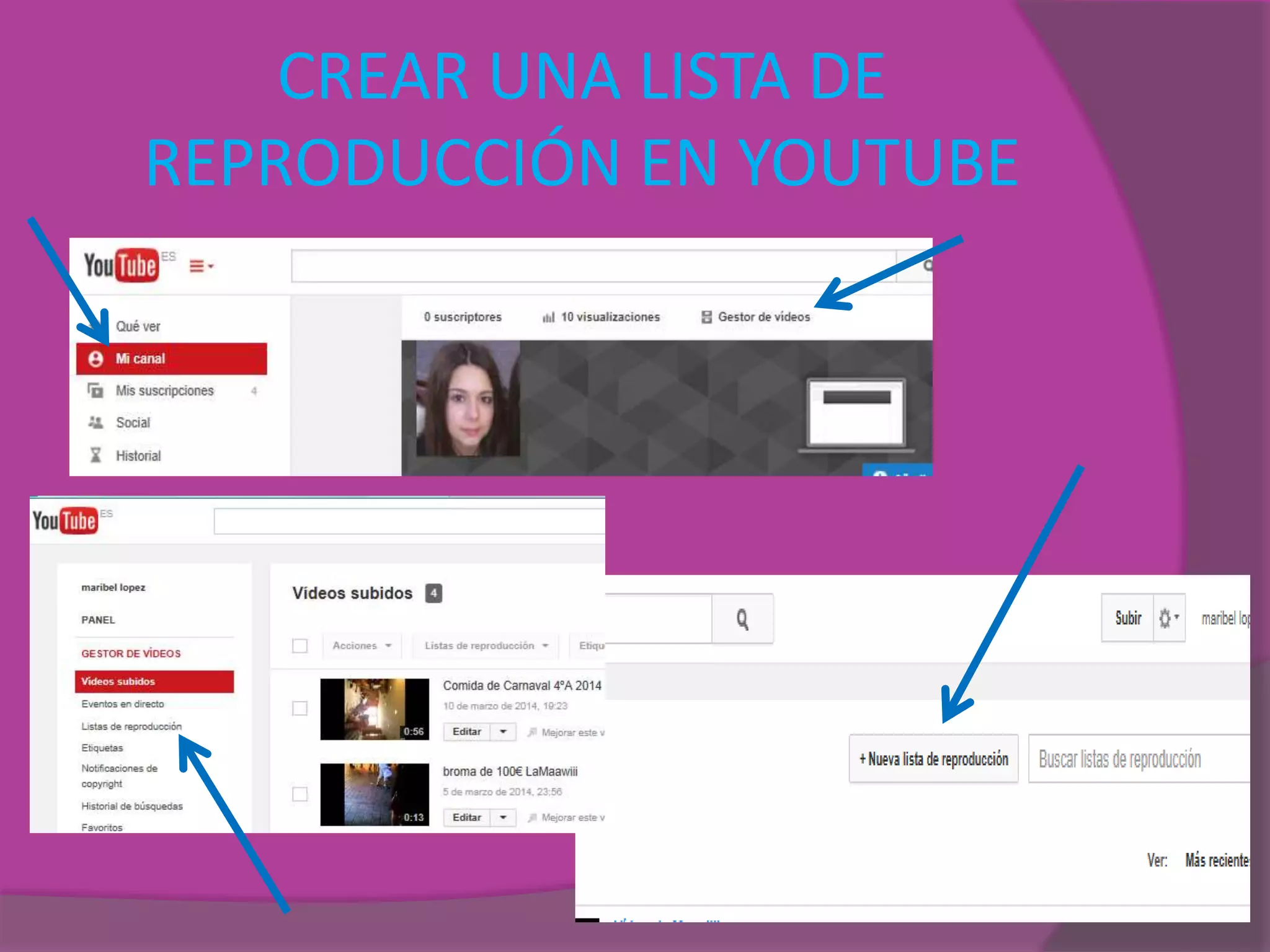 CREAR UNA LISTA DE
REPRODUCCIÓN EN YOUTUBE
 