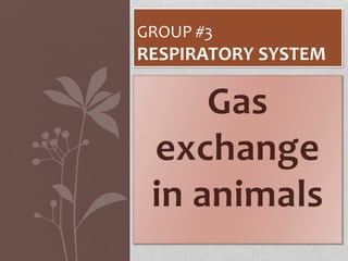 Gas
exchange
in animals
GROUP #3
RESPIRATORY SYSTEM
 