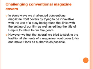 Iron Man edition The overlap of the characters head on the title was a common element that most of the Empire magazines