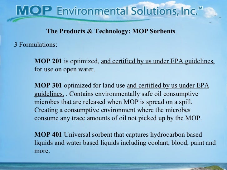 MOP Products and Processes