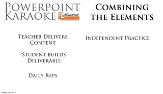 Combining
                                         the Elements

                      Teacher Provides
                          Content




Friday, June 22, 12
 