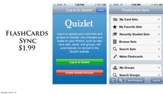 FlashCards
          Sync
         $1.99




Friday, June 22, 12
 