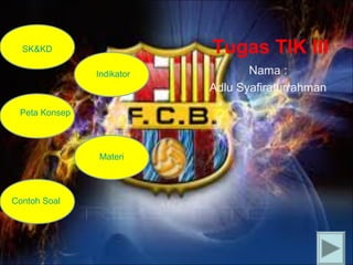 Tugas TIK III

SK&KD
Indikator

Peta Konsep

Materi

Contoh Soal

Nama :
Adlu Syafiraturrahman

 