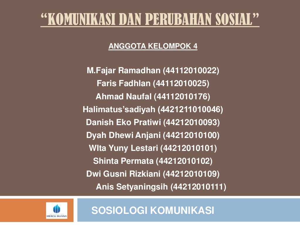 Komunikasi dan Perubahan Sosial