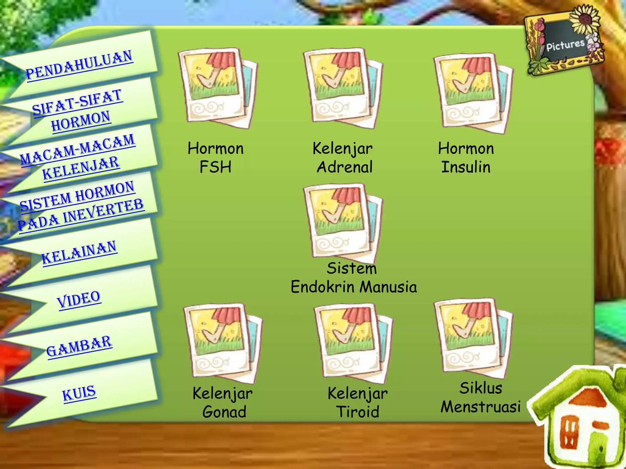 Hormon
FSH

Kelenjar
Adrenal

Hormon
Insulin

Sistem
Endokrin Manusia

Kelenjar
Gonad

Kelenjar
Tiroid

Siklus
Menstruasi

 